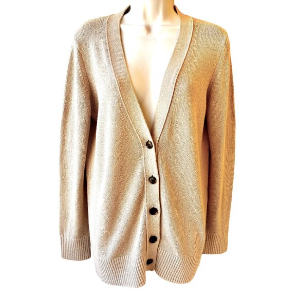 Banana Republic Sweater V-Neck Button Down Cardigan Cotton + Hemp  Medium - Picture 5 of 15